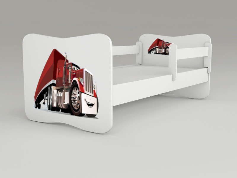 Detská posteľ s odnímateľnými zábranami Truck červený